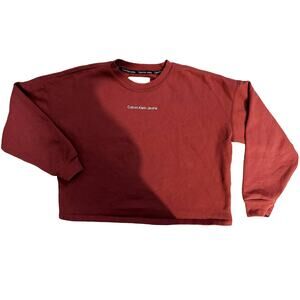 Calvin Klein Jeans Dark Red Crew Neck Pullover Womens Size S
